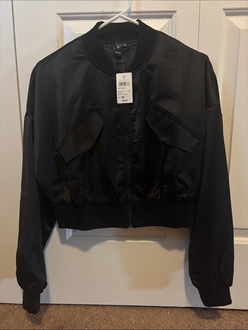 Windsor Black Cropped Bomber Jacket